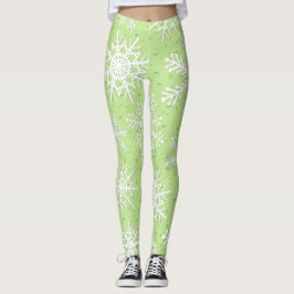 Leggings Copos de nieve en verde