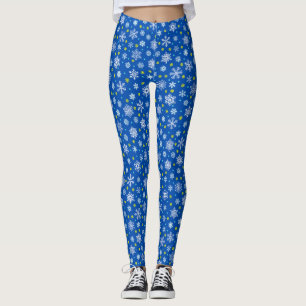 Leggings Copos de nieve Marina azul Moda elegante azul real