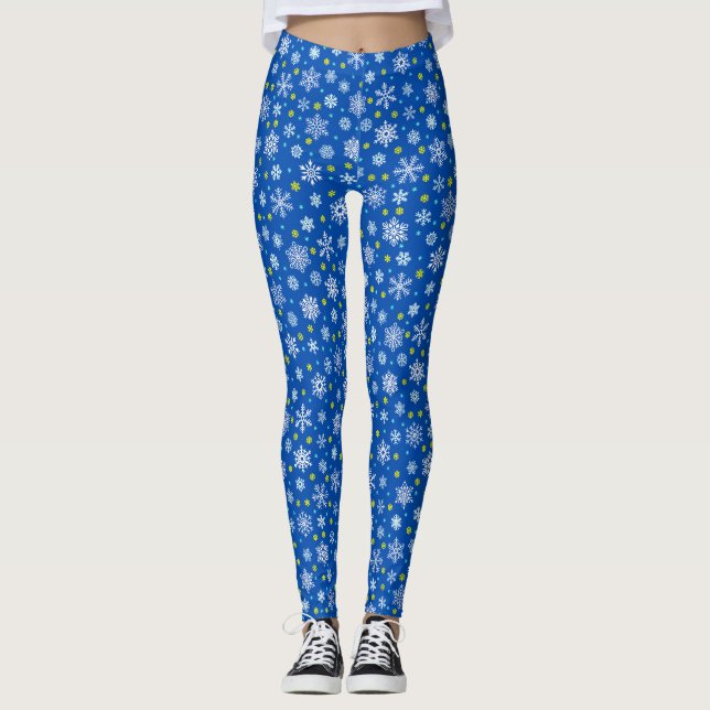 Leggings Copos de nieve Marina azul Moda elegante azul real (Anverso)