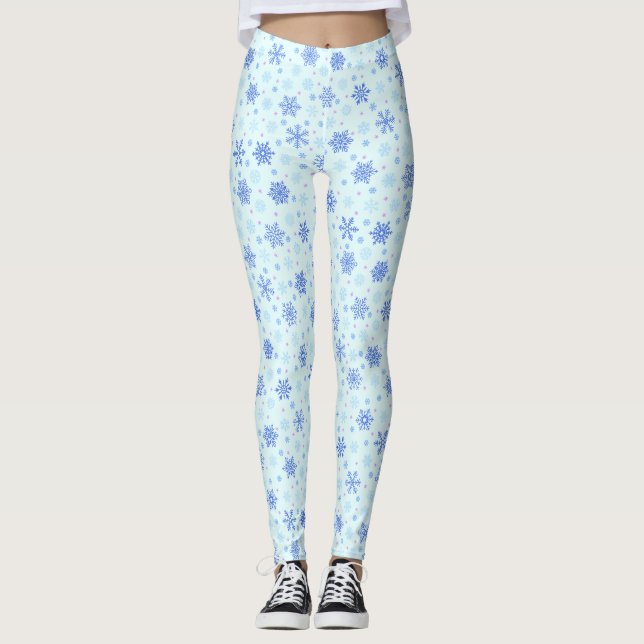 Leggings Copos de nieve Pastel Blue Baby Nieve Elegante Mod (Anverso)