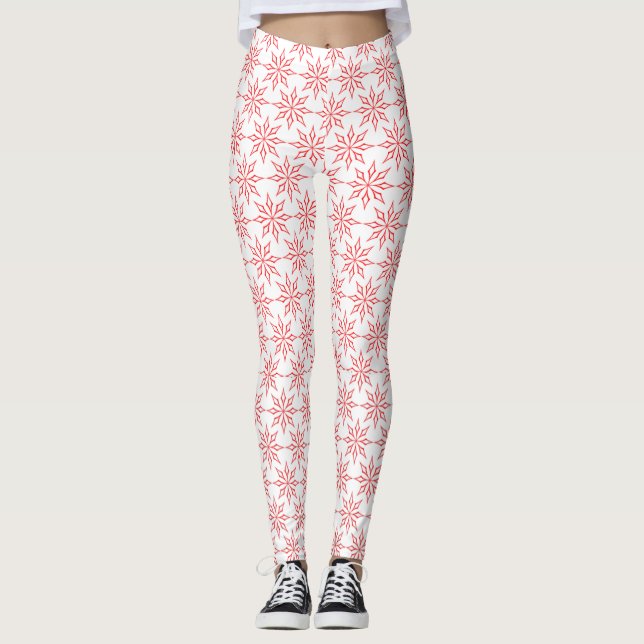 Leggings Copos de nieve rojos (Anverso)