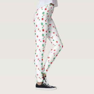 Leggings copos de nieve rojos y verdes