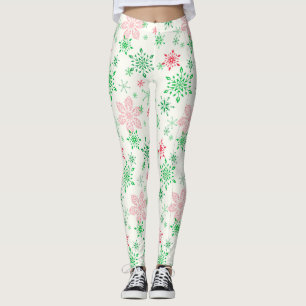 Leggings Copos de nieve rojos y verdes