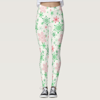 Leggings Copos de nieve rojos y verdes
