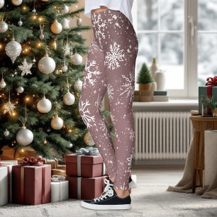 Leggings Copos de nieve rosados polvorientos Elegante Fiest