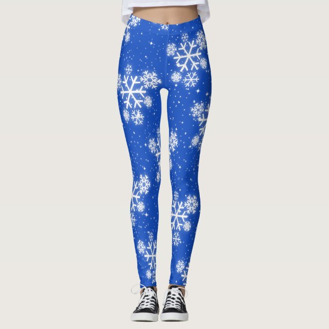 Leggings Copos de nieve y estrellas (editables) (Anverso)