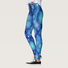 Leggings Copos de nieve y estrellas en azul invernal