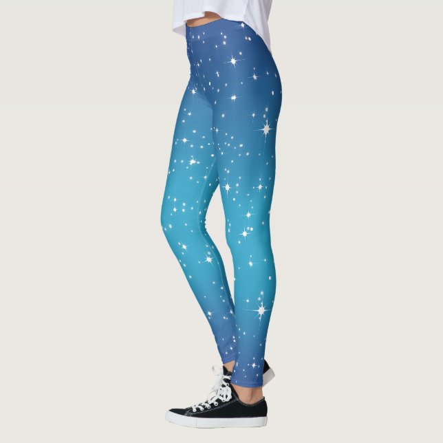 Leggings Copos de nieve y estrellas en gradiente azul pálid (Izquierda)