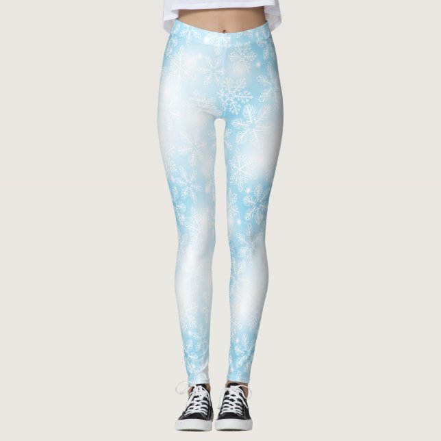 Leggings Copos de nieve y luces azules (Anverso)