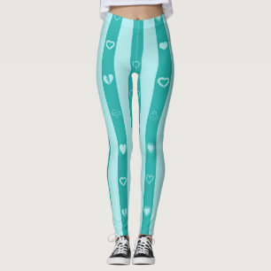 Leggings Coraazón Adorable Turquesa Moderno a Rayas