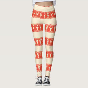 Leggings Coral Coastal Lobster Stripes
