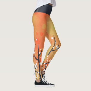 Leggings Coral floral de primavera de espinas negras