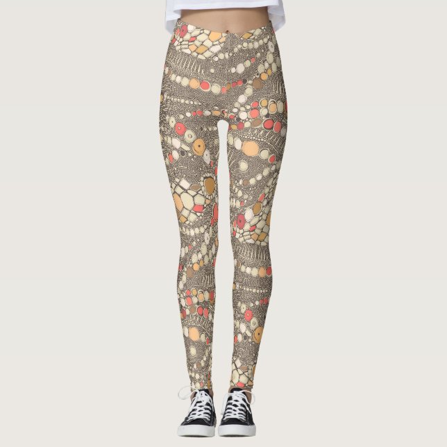 Leggings coral marrón de piel de iguana (Anverso)