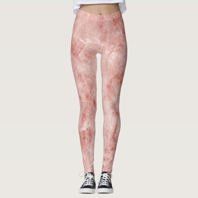 Leggings Coral rosa y mármol blanco (Anverso)