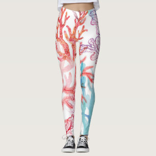 Leggings Corales acuáticos: patrón del mundo submarino.