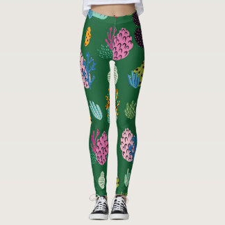 Leggings Corales y plantas marinas: Patrón submarino