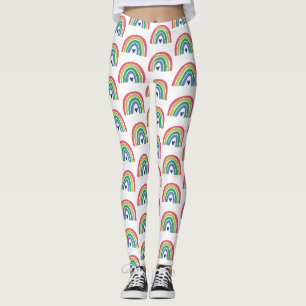 Leggings Corazón azul lindo arcoiris rosa lima