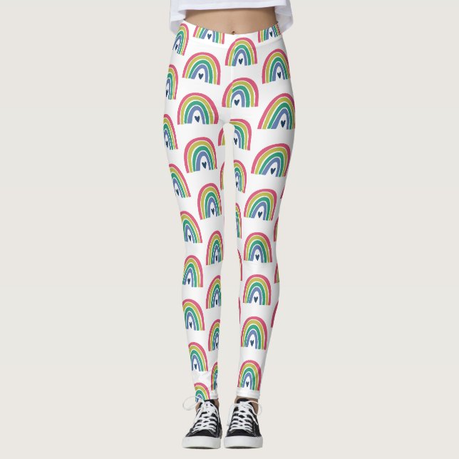 Leggings Corazón azul lindo arcoiris rosa lima (Anverso)