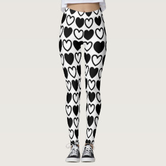 Leggings Corazón blanco y negro