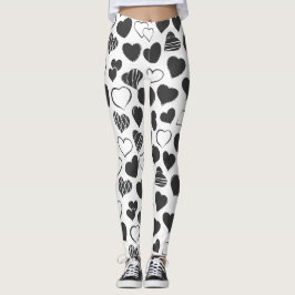 Leggings Corazón blanco y negro lindo