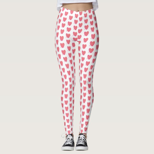Leggings Corazón de acuarela rosa (Anverso)