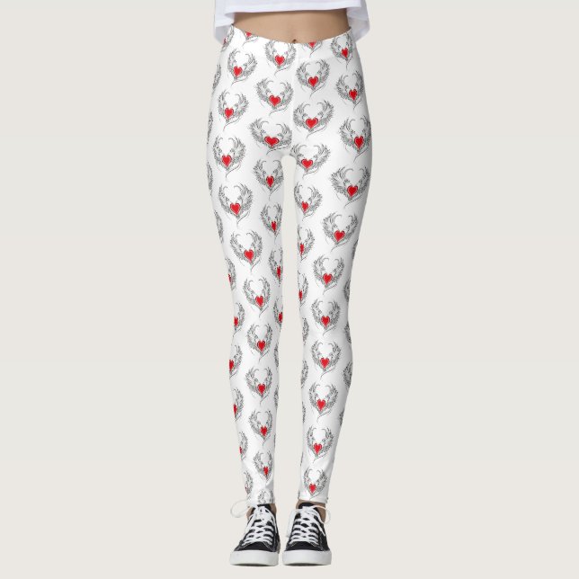 Leggings Corazón de Ángel Rojo con alas (Anverso)