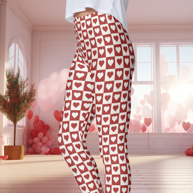 Leggings Corazón de cuadros rojos y rosas para San Valentín (Subido por el creador)