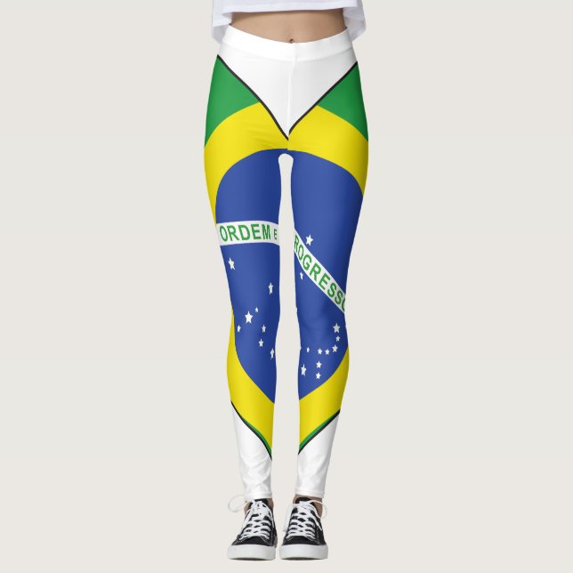 Leggings Corazón de la bandera del Brasil (Anverso)