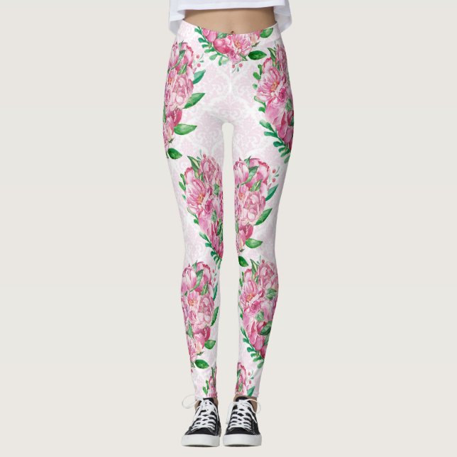 Leggings corazón de peonía acuarela (Anverso)
