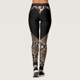 Leggings Corazón de Piel de Serpiente Negra