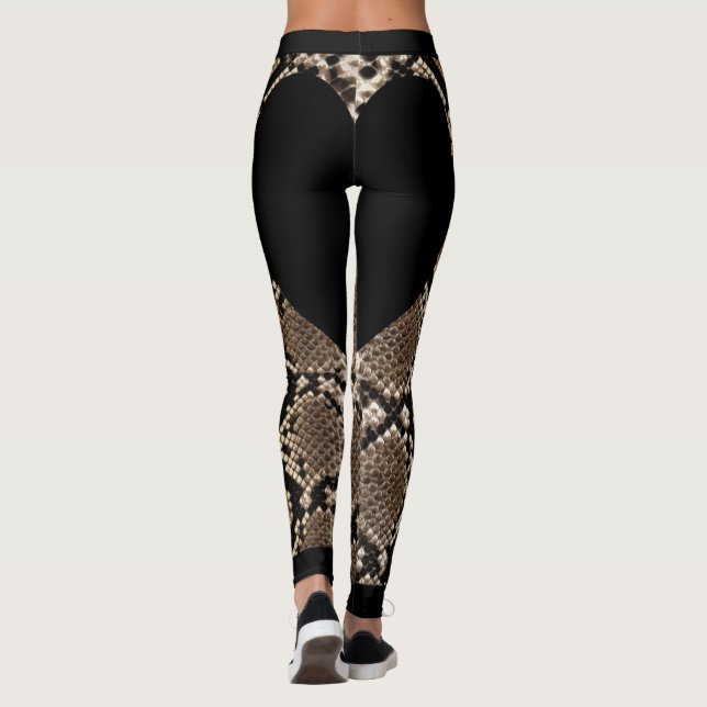 Leggings Corazón de Piel de Serpiente Negra (Reverso)