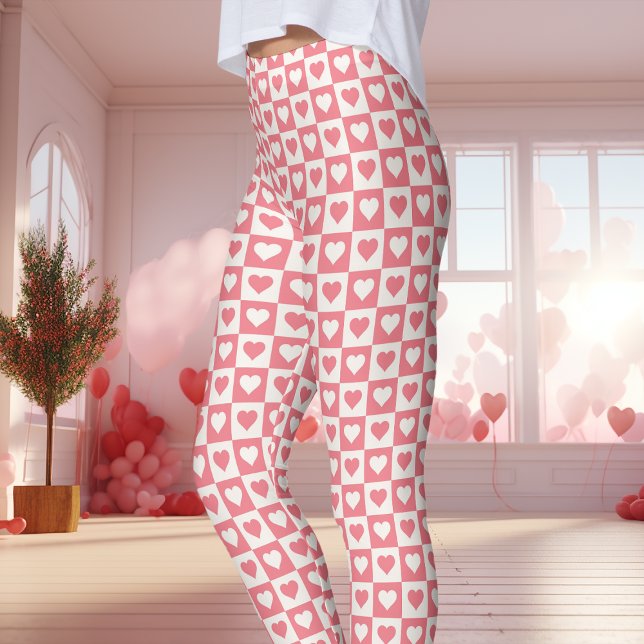 Leggings Corazón de San Valentín de cuadros rosados (Subido por el creador)