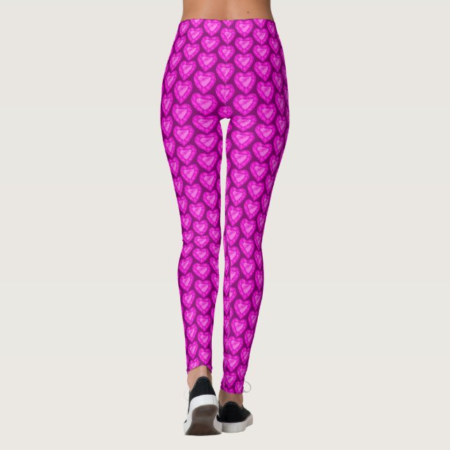 Leggings Corazón de zafiro rosa arte acuarela  (Reverso)
