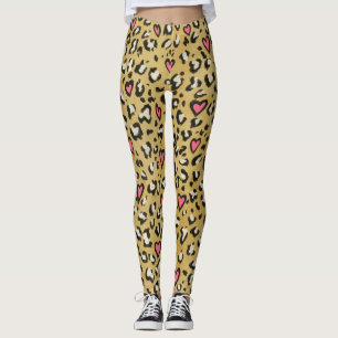 Leggings Corazón del corazón del leopardo/del rosa del