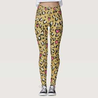 Leggings Corazón del corazón del leopardo/del rosa del
