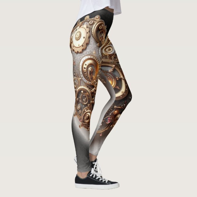 Leggings Corazón del engranaje del reloj elegante Steampunk (Derecha)