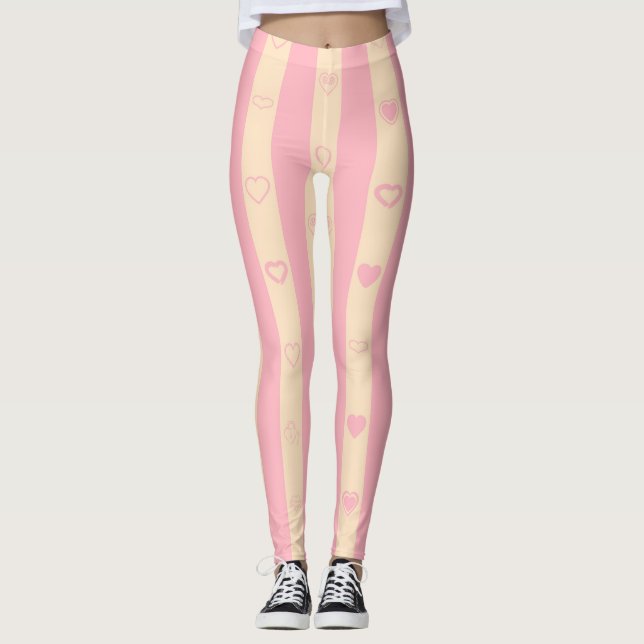 Leggings Corazón lindo banda rosa moderna (Anverso)