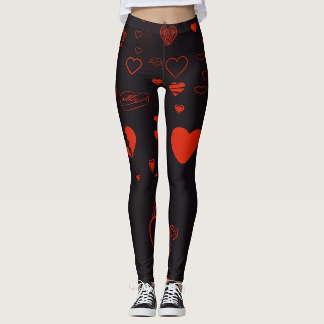 Leggings Corazón lindo Rojo moderno (Anverso)