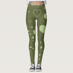 Leggings Corazón lindo verde moderno