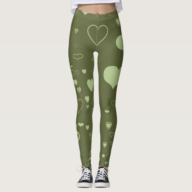 Leggings Corazón lindo verde moderno (Anverso)