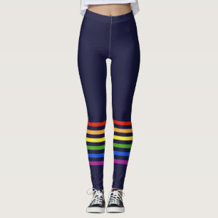 Leggings Corazón monogramado azul de las franjas arco iris