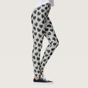 Leggings Corazón negro y fondo gris ( personalizar)