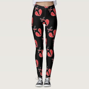 Leggings Corazón negro y rojo roto