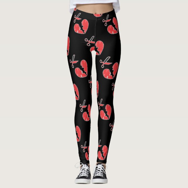Leggings Corazón negro y rojo roto (Anverso)