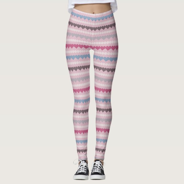 Leggings Corazón rayado y patrón de círculo (Anverso)