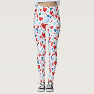 Leggings Corazón rojo, azul y blanco