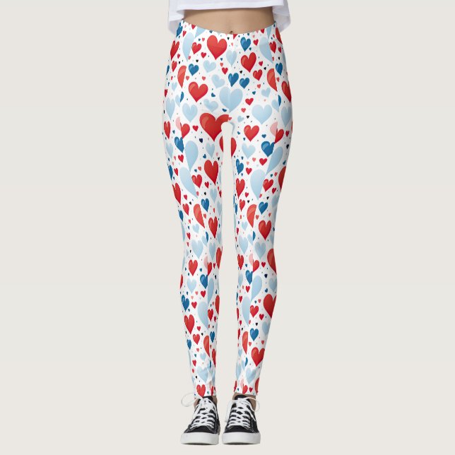 Leggings Corazón rojo, azul y blanco (Anverso)
