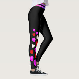 Leggings Corazón rojo blanco y rosa (editable)