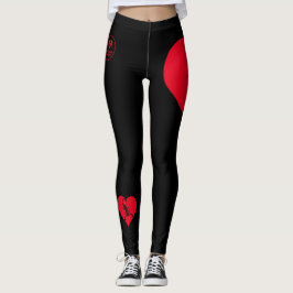 Leggings Corazón - Rojo negro - Emo - Gótico - Piernas