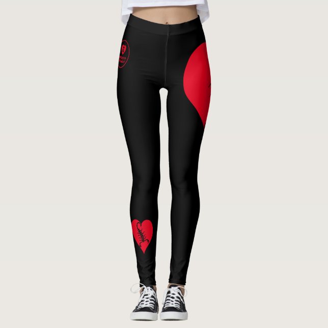 Leggings Corazón - Rojo negro - Emo - Gótico - Piernas (Anverso)
